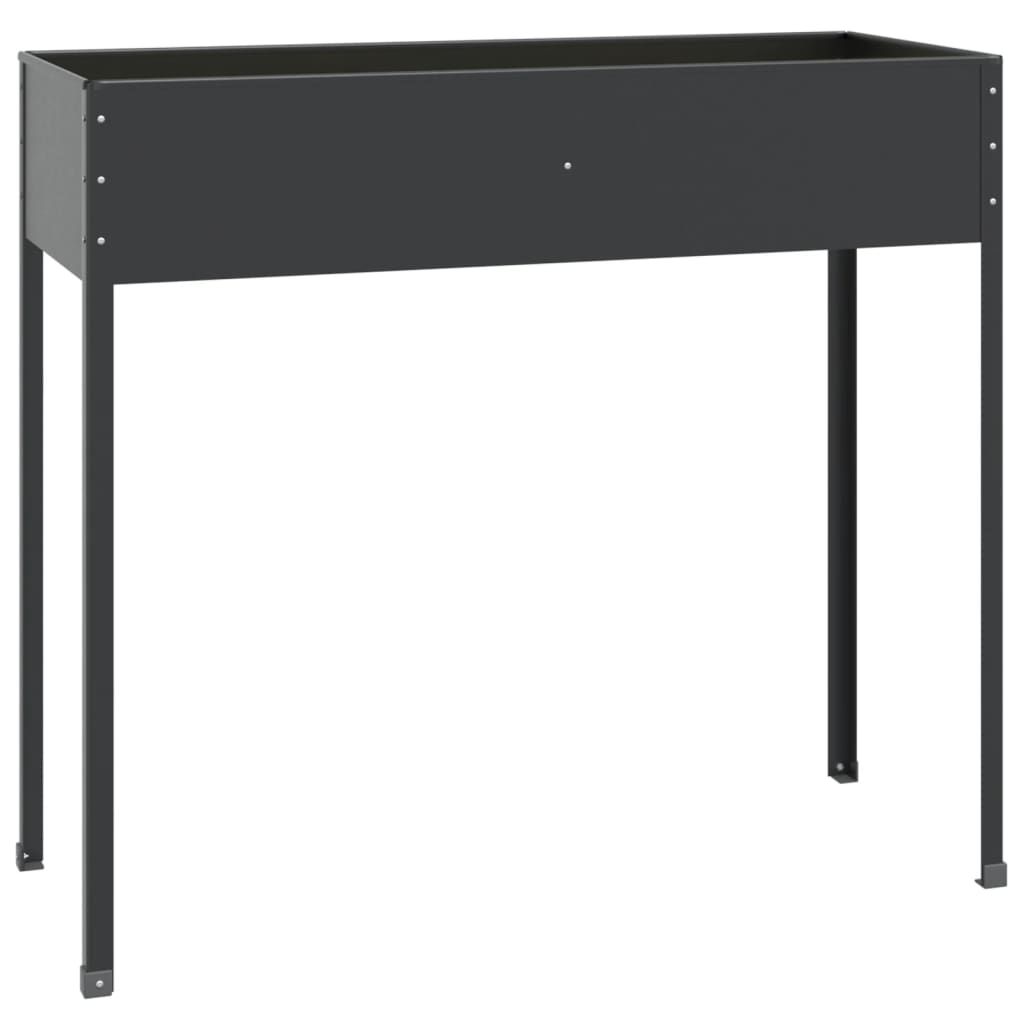 Set da 2 fioriera aiuola rialzata vassoio piante fiori giardino terrazzi acciaio zincato antracite 02_0039008