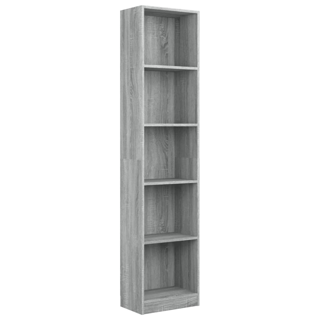 Libreria 5 Ripiani Grigio Sonoma 40x24x175 cm Legno Multistrato 816069
