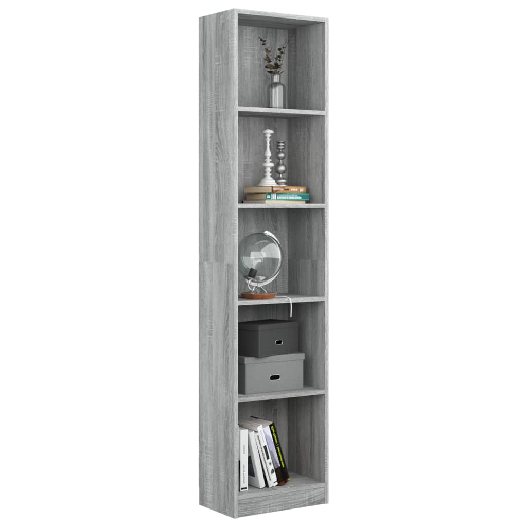 Libreria 5 Ripiani Grigio Sonoma 40x24x175 cm Legno Multistrato 816069