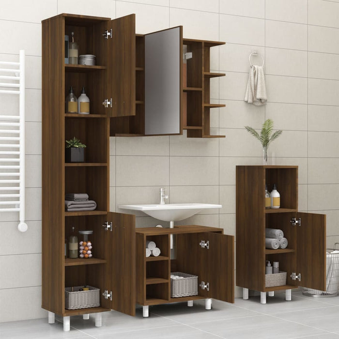 Armadietto Bagno Rovere Marrone 30x30x179 cm Legno Multistrato 825833