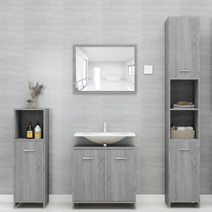 Armadietto Bagno Grigio Sonoma 30x30x95 cm in Legno Multistrato 825838