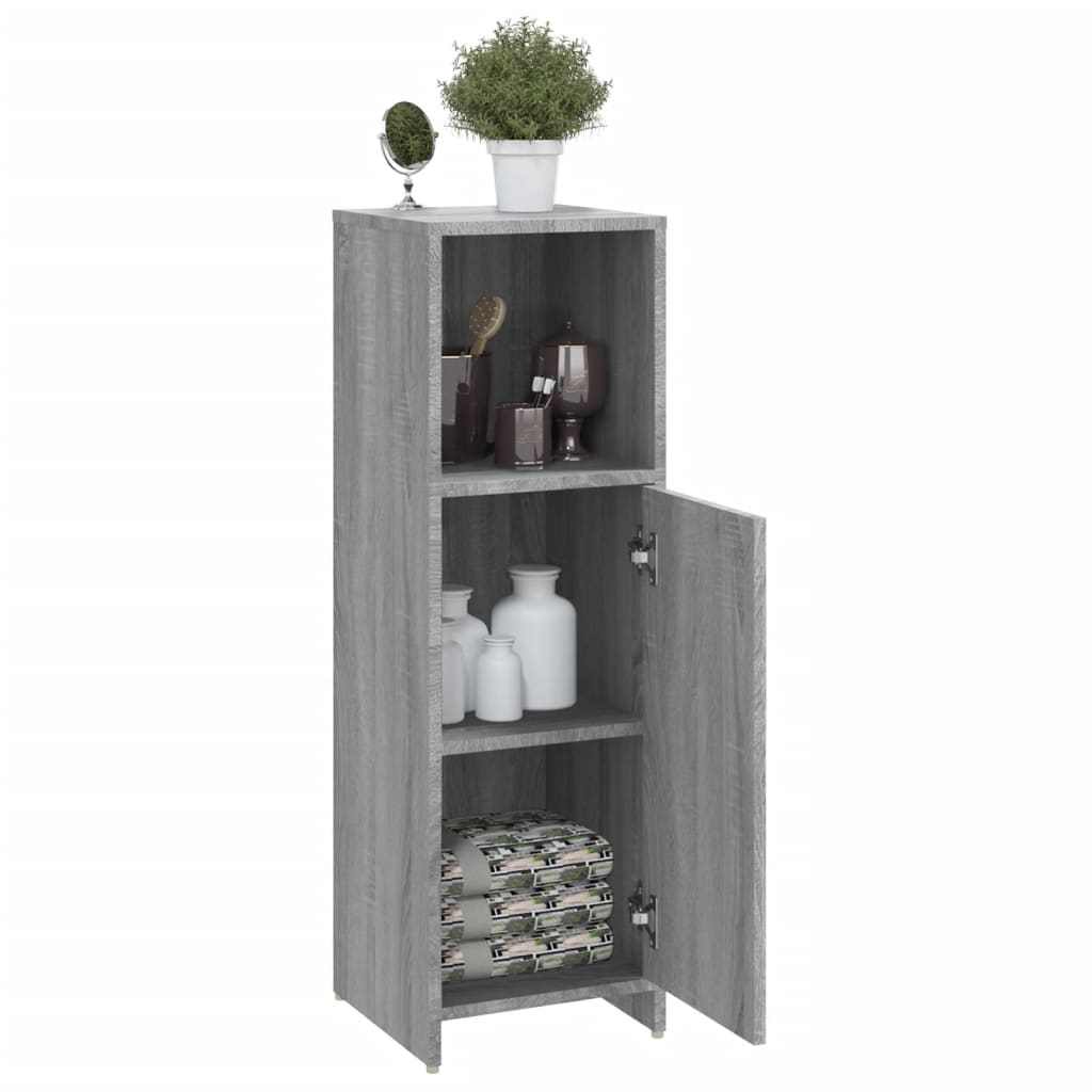 Armadietto Bagno Grigio Sonoma 30x30x95 cm in Legno Multistrato 825838