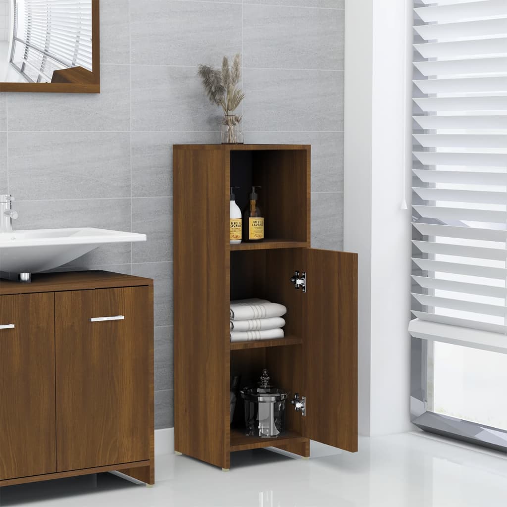 Armadietto Bagno Rovere Marrone 30x30x95cm in Legno Multistrato 825839