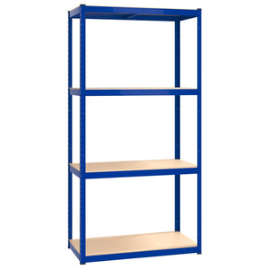 Scaffali a 4 Ripiani 3 pz Blu in Acciaio e Legno Multistrato 3154139