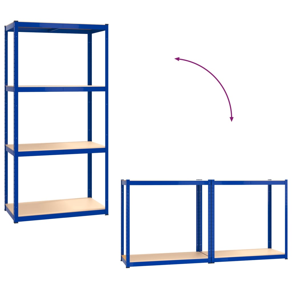 Scaffali a 4 Ripiani 3 pz Blu in Acciaio e Legno Multistrato 3154139