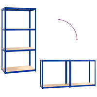 Scaffali a 4 Ripiani 3 pz Blu in Acciaio e Legno Multistrato 3154139