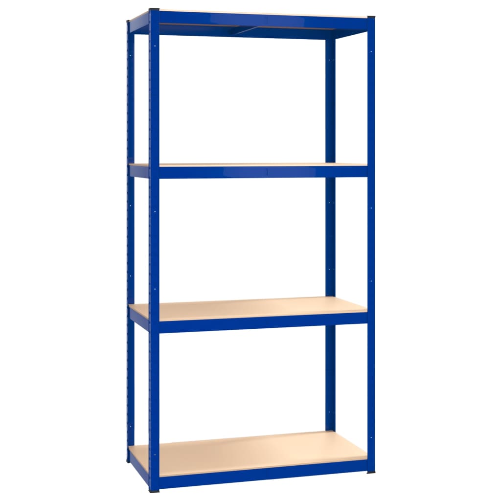 Scaffali a 4 Ripiani 2 pz Blu in Acciaio e Legno Multistrato 3154147