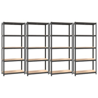 Scaffali 5 Ripiani 4pz Antracite in Acciaio e Legno Multistrato cod mxl 62631