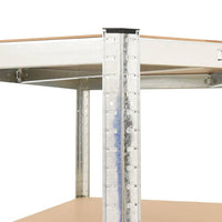 Scaffali 5 Ripiani 2 pz Argento in Acciaio e Legno Multistrato 3154161