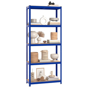 Scaffali a 5 Ripiani 3 pz Blu in Acciaio e Legno Multistrato 3154166