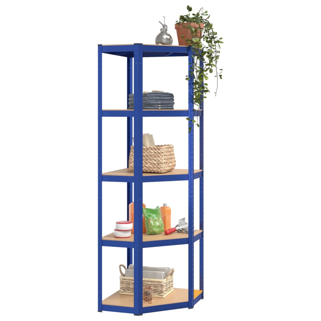 Scaffali a 5 Ripiani 3 pz Blu in Acciaio e Legno Multistrato 3154166