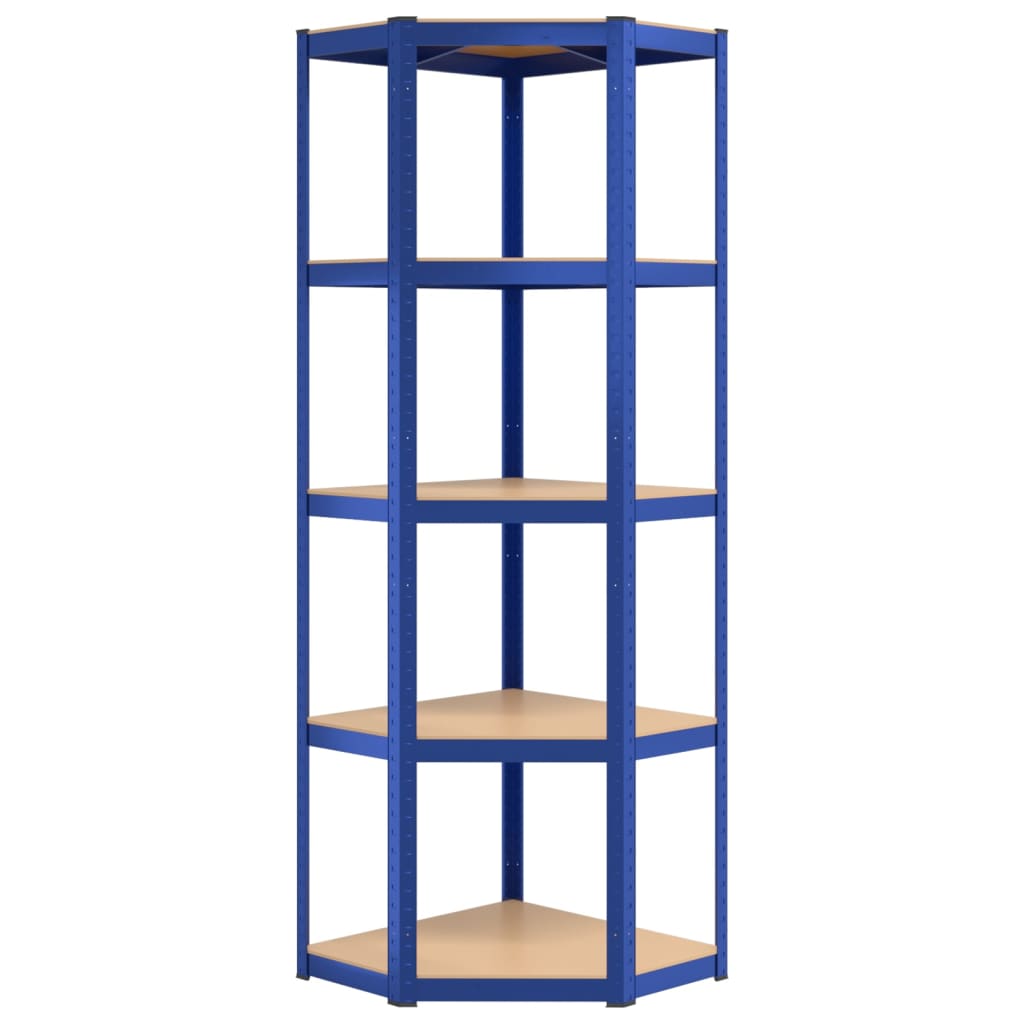 Scaffali a 5 Ripiani 3 pz Blu in Acciaio e Legno Multistrato 3154166