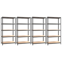 Scaffali 5 Ripiani 4pz Antracite in Acciaio e Legno Multistrato 3154178