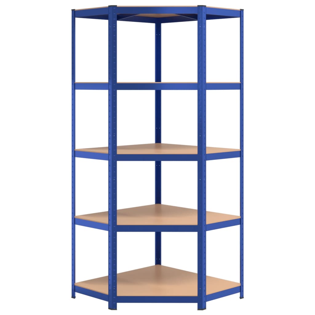 Scaffali a 5 Ripiani 4 pz Blu in Acciaio e Legno Multistrato 3154197
