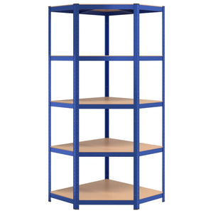 Scaffali a 5 Ripiani 4 pz Blu in Acciaio e Legno Multistrato 3154197