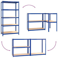 Scaffali a 5 Ripiani 4 pz Blu in Acciaio e Legno Multistrato 3154197
