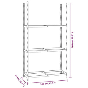 Portapneumatici a 3 Strati 4 pz Argento 110x40x200cm in Acciaio cod mxl 54393