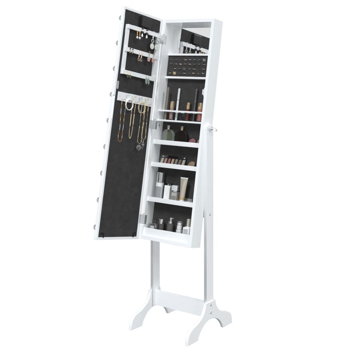 Specchio Autoportante con LED-Specchio da Terra Bianco 34x37x146 cm