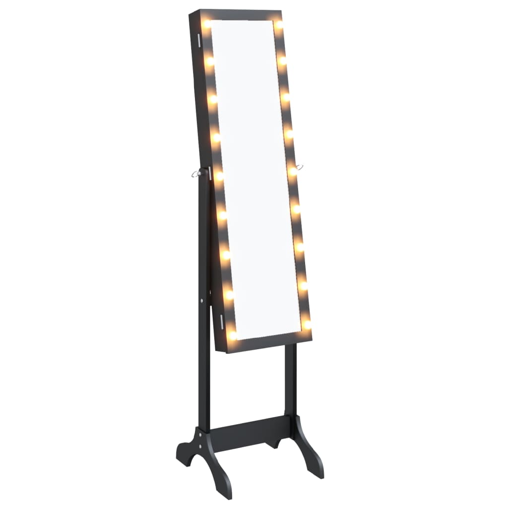 Specchio Autoportante con LED-Specchio da Terra Nero 34x37x146 cm