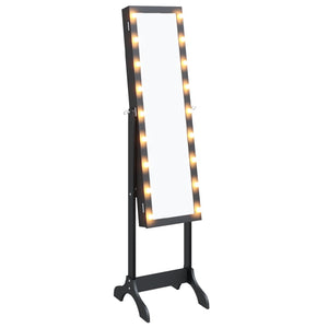 Specchio Autoportante con LED-Specchio da Terra Nero 34x37x146 cm
