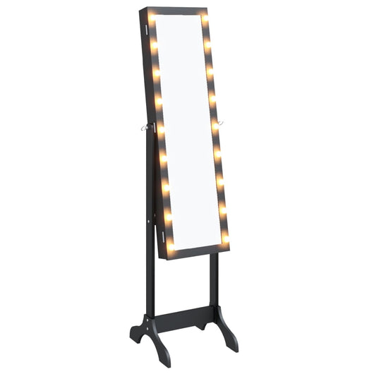 Specchio Autoportante con LED-Specchio da Terra Nero 34x37x146 cm