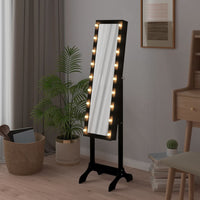 Specchio Autoportante con LED-Specchio da Terra Nero 34x37x146 cm