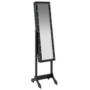 Specchio Autoportante con LED-Specchio da Terra Nero 34x37x146 cm