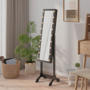 Specchio Autoportante con LED-Specchio da Terra Nero 34x37x146 cm