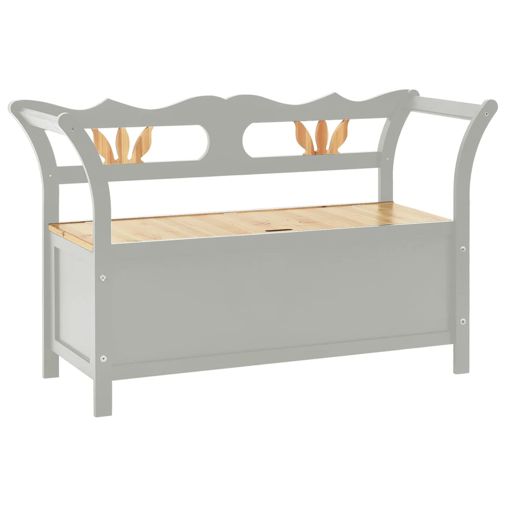 Panca mobile contenitore panca 107 x 45 x 75,5 cm legno massello di abete grigio 02_0010796