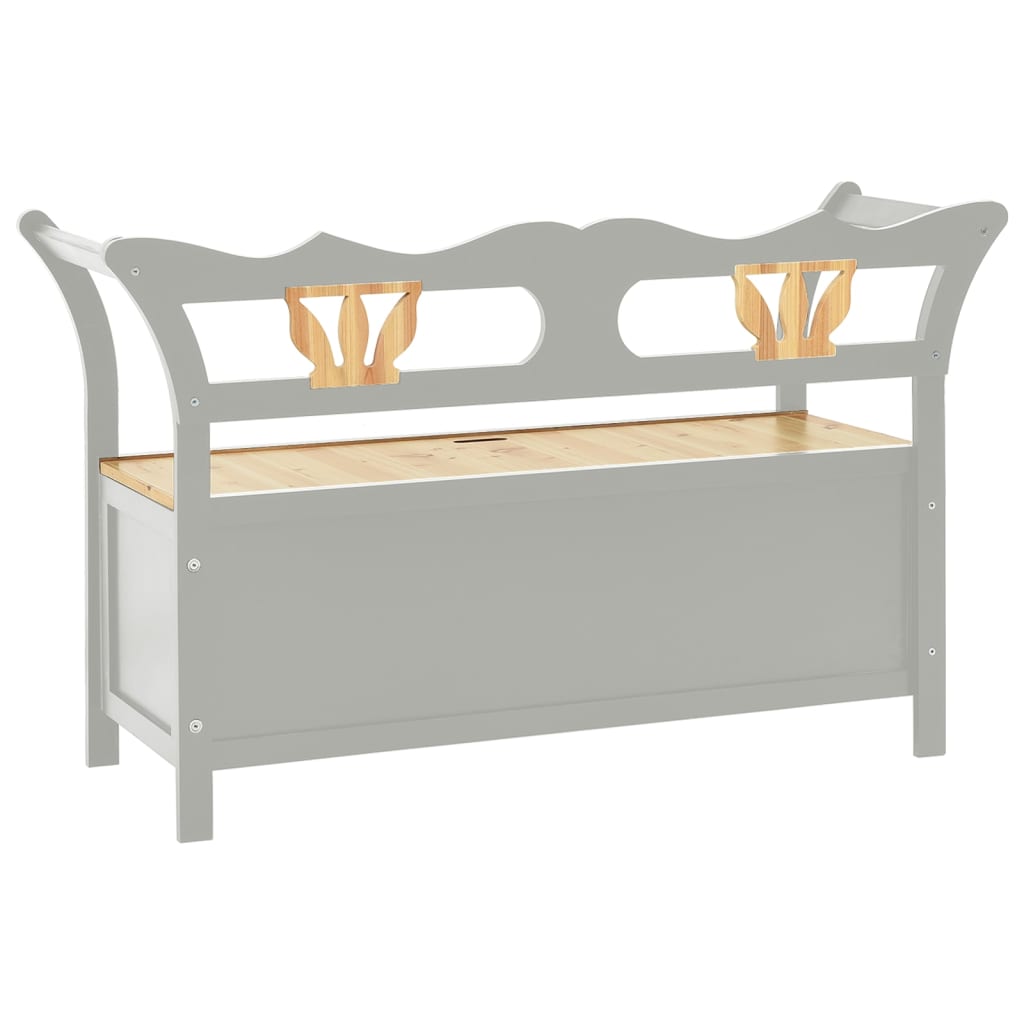 Panca mobile contenitore panca 107 x 45 x 75,5 cm legno massello di abete grigio 02_0010796