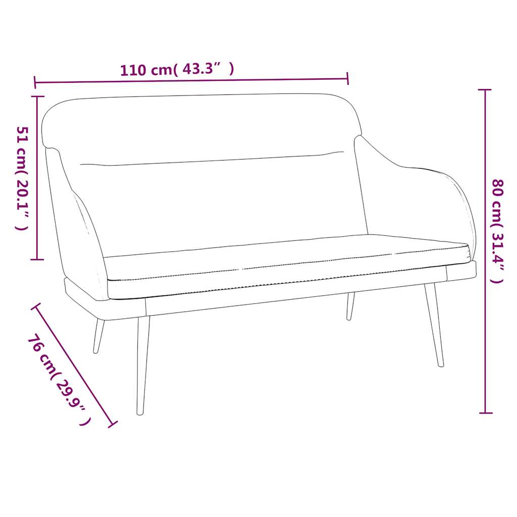 vidaXL Panca Crema 110x76x80 cm in Velluto