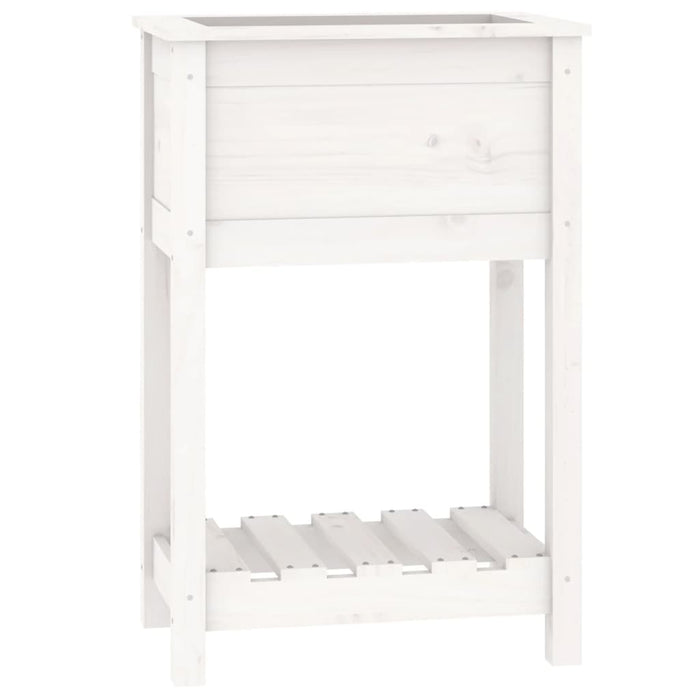 Vassoio per fioriera aiuola rialzata piante fiori terrazza giardino con ripiano 54 x 34,5 x 81 cm legno massello di pino bianco 02_0038391