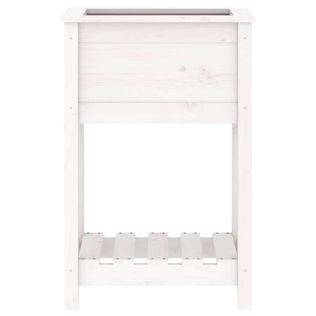 Vassoio per fioriera aiuola rialzata piante fiori terrazza giardino con ripiano 54 x 34,5 x 81 cm legno massello di pino bianco 02_0038391