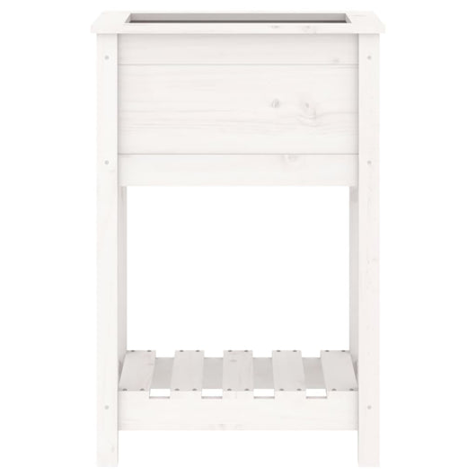 Vassoio per fioriera aiuola rialzata piante fiori terrazza giardino con ripiano 54 x 34,5 x 81 cm legno massello di pino bianco 02_0038391