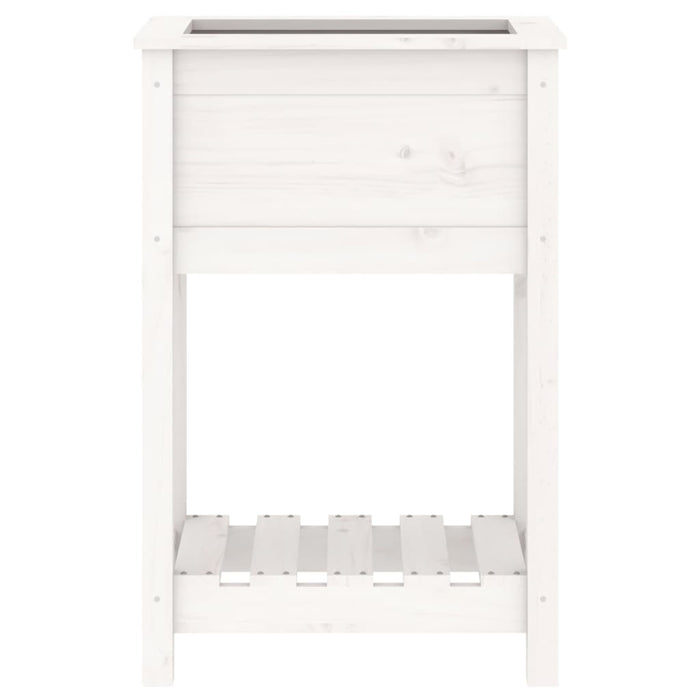 Vassoio per fioriera aiuola rialzata piante fiori terrazza giardino con ripiano 54 x 34,5 x 81 cm legno massello di pino bianco 02_0038391