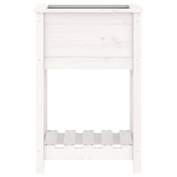 Fioriera con Mensola-Vaso con Ripiano-Contenitore per Piante Bianca 54x34,5x81cm Legno Massello di Pino