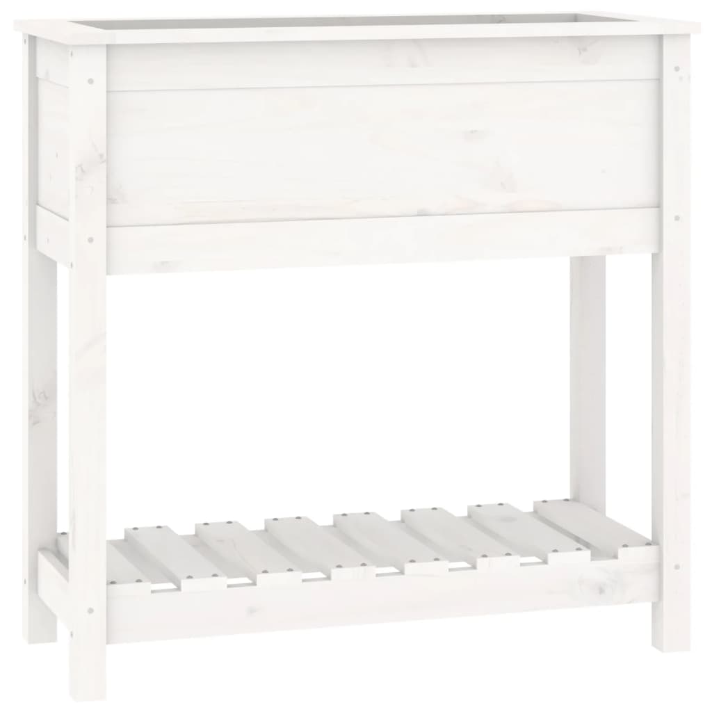 Vassoio per fioriera aiuola rialzata piante fiori terrazza giardino con ripiano 82,5 x 34,5 x 81 cm legno massello di pino bianco 02_0038402