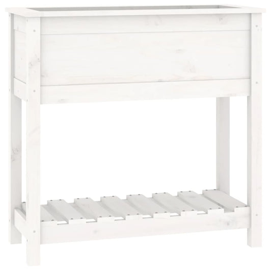 Vassoio per fioriera aiuola rialzata piante fiori terrazza giardino con ripiano 82,5 x 34,5 x 81 cm legno massello di pino bianco 02_0038402