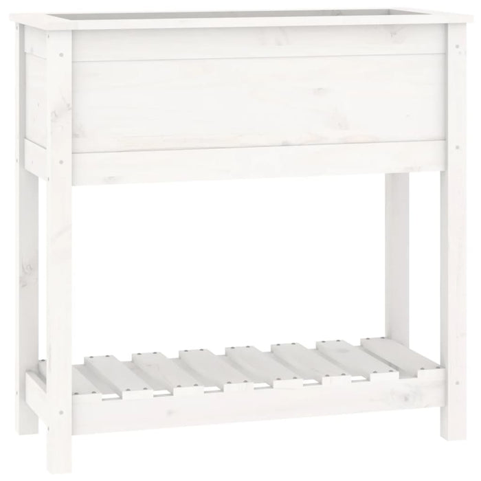 Vassoio per fioriera aiuola rialzata piante fiori terrazza giardino con ripiano 82,5 x 34,5 x 81 cm legno massello di pino bianco 02_0038402