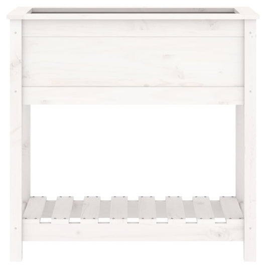 Vassoio per fioriera aiuola rialzata piante fiori terrazza giardino con ripiano 82,5 x 34,5 x 81 cm legno massello di pino bianco 02_0038402