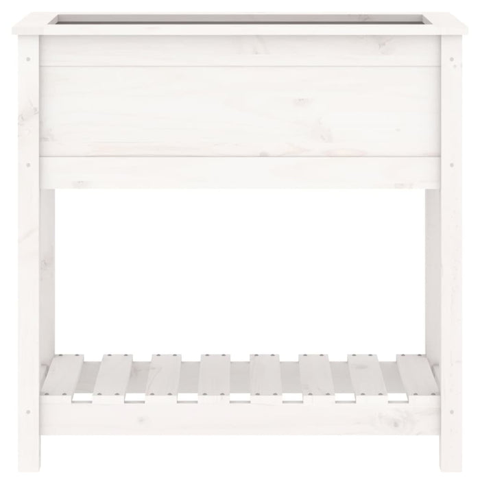 Vassoio per fioriera aiuola rialzata piante fiori terrazza giardino con ripiano 82,5 x 34,5 x 81 cm legno massello di pino bianco 02_0038402