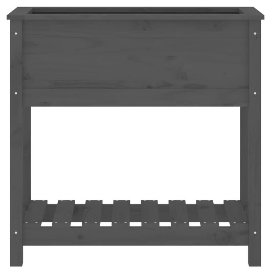 Fioriera rialzata per giardino e terrazza con ripiano 825 x 345 x 81 cm in legno massello di pino grigio 02_0038400