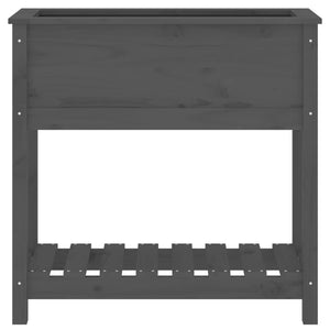 Fioriera con Mensola-Vaso con Ripiano-Contenitore per Piante Grigia 82,5x34,5x81cm Legno Massello Pino