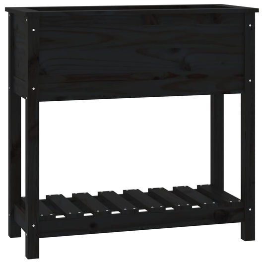 Vassoio per fioriera aiuola rialzata piante fiori terrazza giardino con ripiano 82,5 x 34,5 x 81 cm legno massello di pino nero 02_0038401