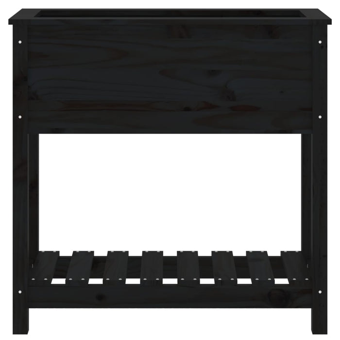 Vassoio per fioriera aiuola rialzata piante fiori terrazza giardino con ripiano 82,5 x 34,5 x 81 cm legno massello di pino nero 02_0038401