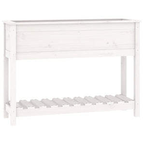 Fioriera con Mensola Bianca 111,5x34,5x81cm Legno Massello Pino 823767