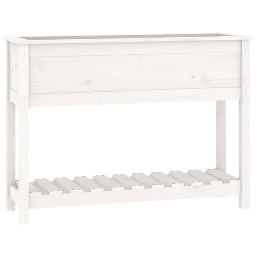 Fioriera con Mensola Bianca 111,5x34,5x81cm Legno Massello Pino 823767