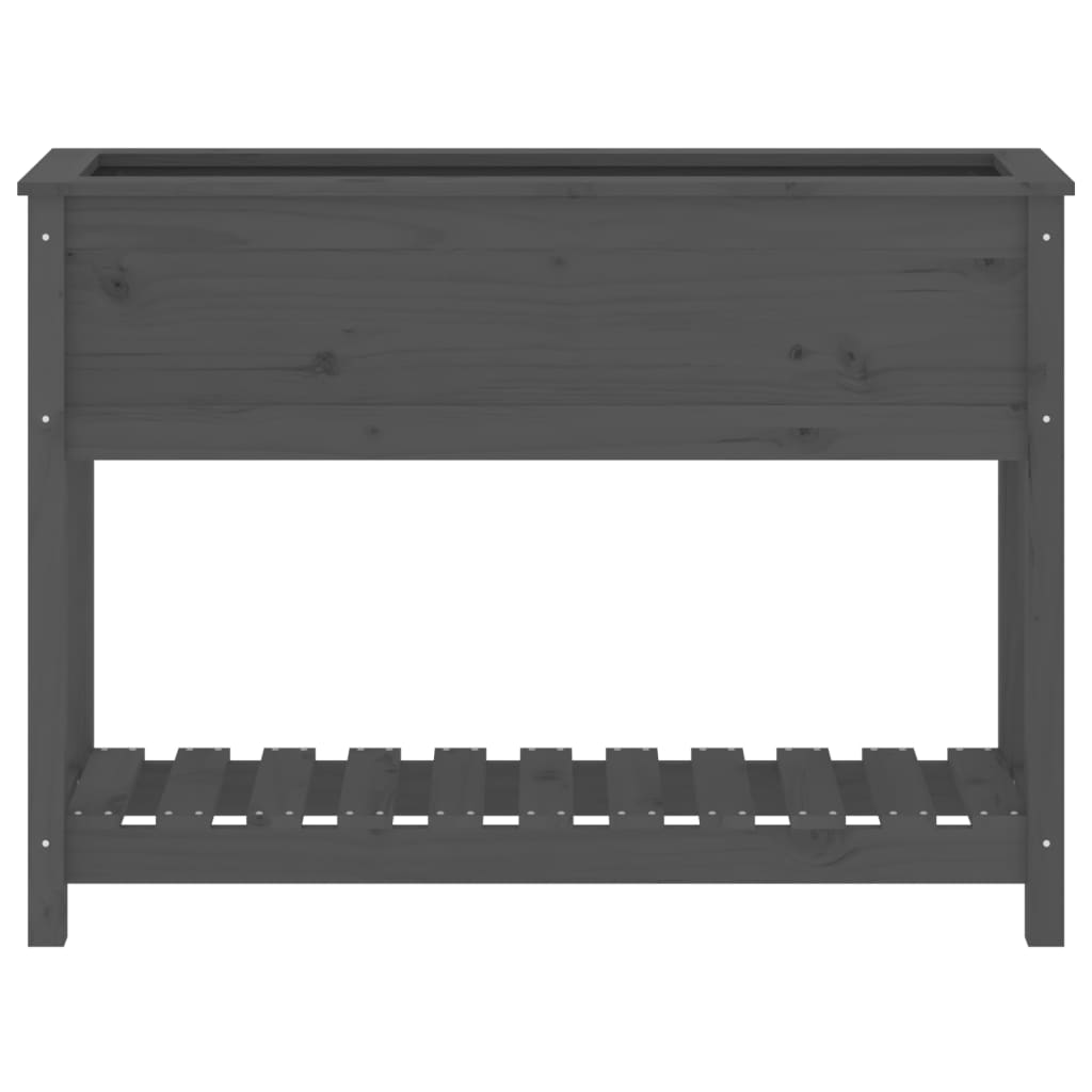 Vassoio per fioriera aiuola rialzata piante fiori terrazza giardino con ripiano 111,5 x 34,5 x 81 cm legno massello di pino grigio 02_0038382