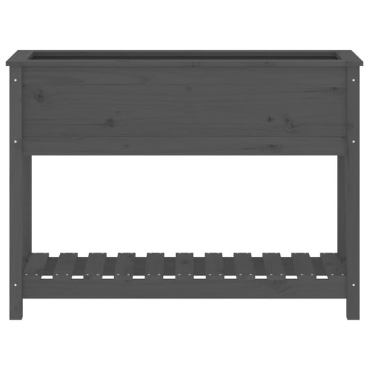 Vassoio per fioriera aiuola rialzata piante fiori terrazza giardino con ripiano 111,5 x 34,5 x 81 cm legno massello di pino grigio 02_0038382