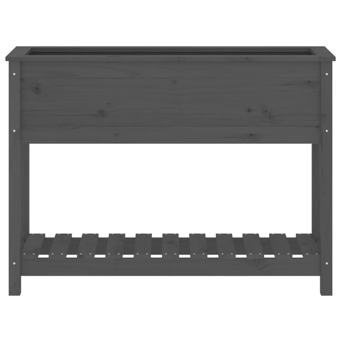 Vassoio per fioriera aiuola rialzata piante fiori terrazza giardino con ripiano 111,5 x 34,5 x 81 cm legno massello di pino grigio 02_0038382